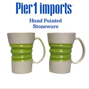 Two Beautiful Hand-Painted Stoneware Mugs